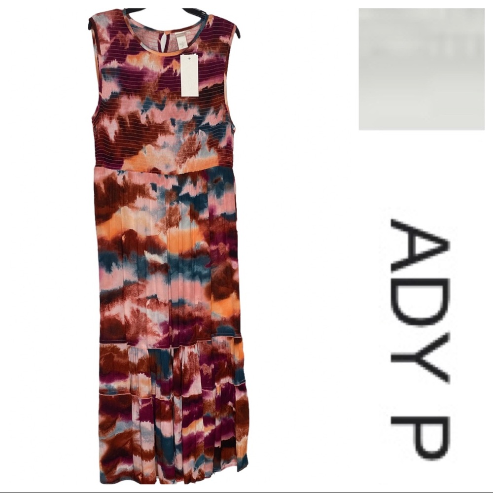Brand New! ady P Sleeveless Printed Dress with Tiered Looking Bodice. Size 2X